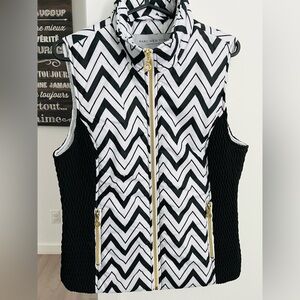Marc New York Chevron Patterned Vest with Gold Zipper